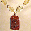 DKC ~ Carnelian Dragon Necklace w/ Pineapple Quartz